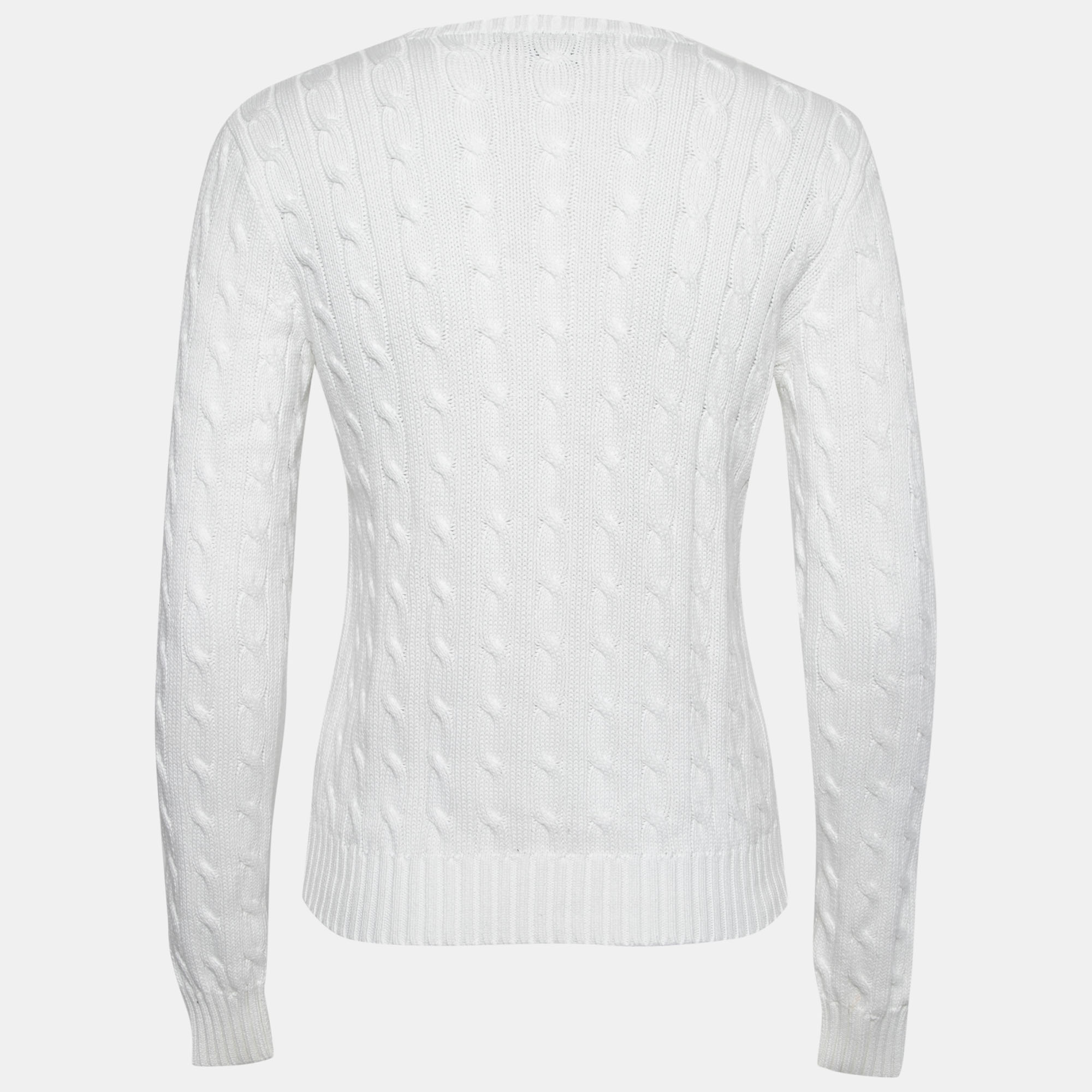 

Ralph Lauren White Cotton Cable Knit Sweater