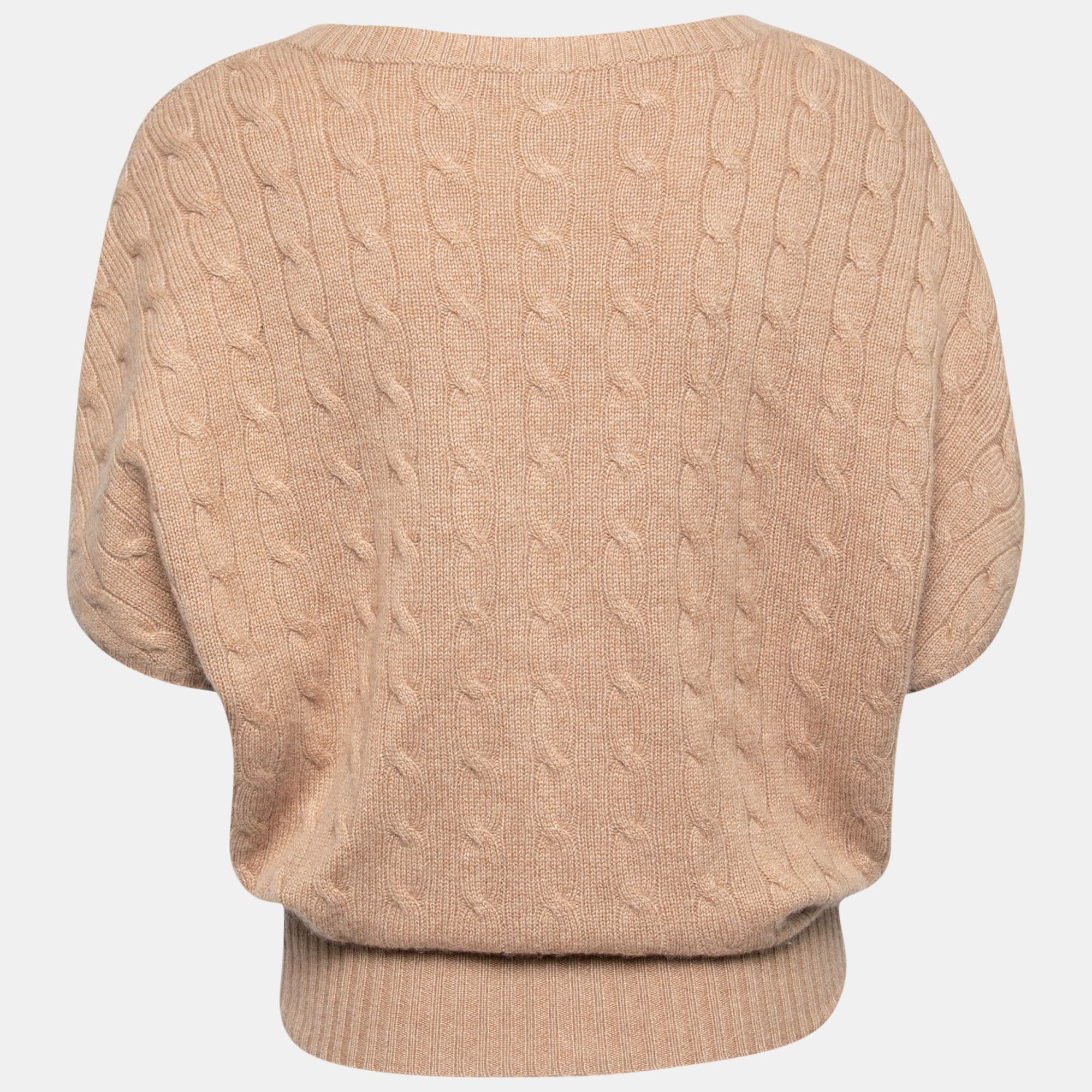 

Ralph Lauren Beige Cable Knit Cashmere V-Neck Sweater
