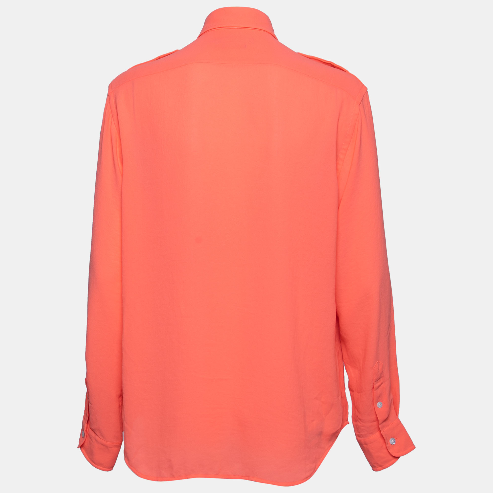 

Ralph Lauren Orange Crepe Relaxed Fit Button Front Shirt