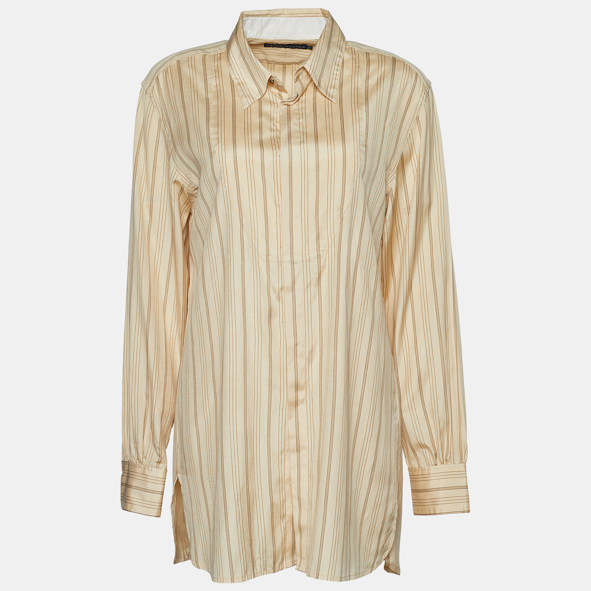 

Ralph Lauren Beige Silk & Cotton Striped Dress Shirt