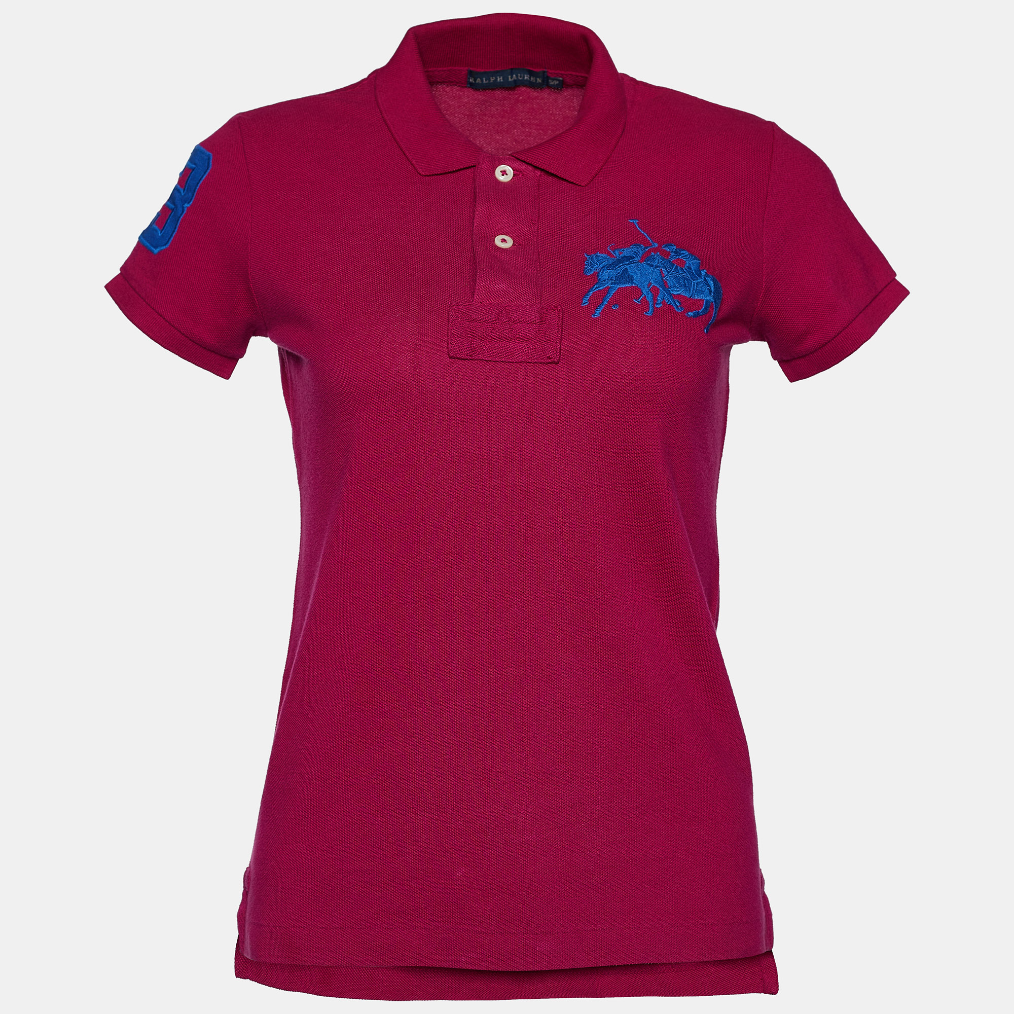 Pre-owned Ralph Lauren Pink Logo Embroidered Cotton Pique Polo T-shirt S