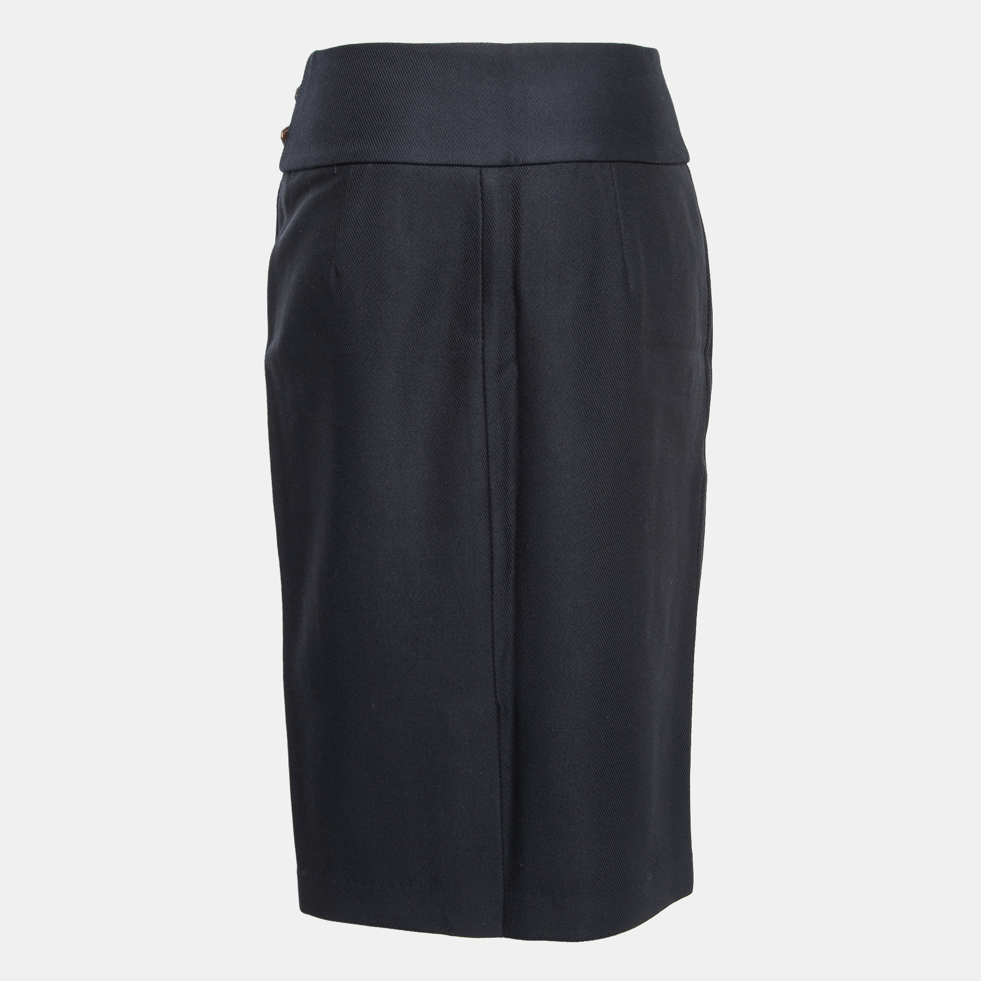 

Ralph Lauren Navy Blue Wool Belted Pencil Skirt