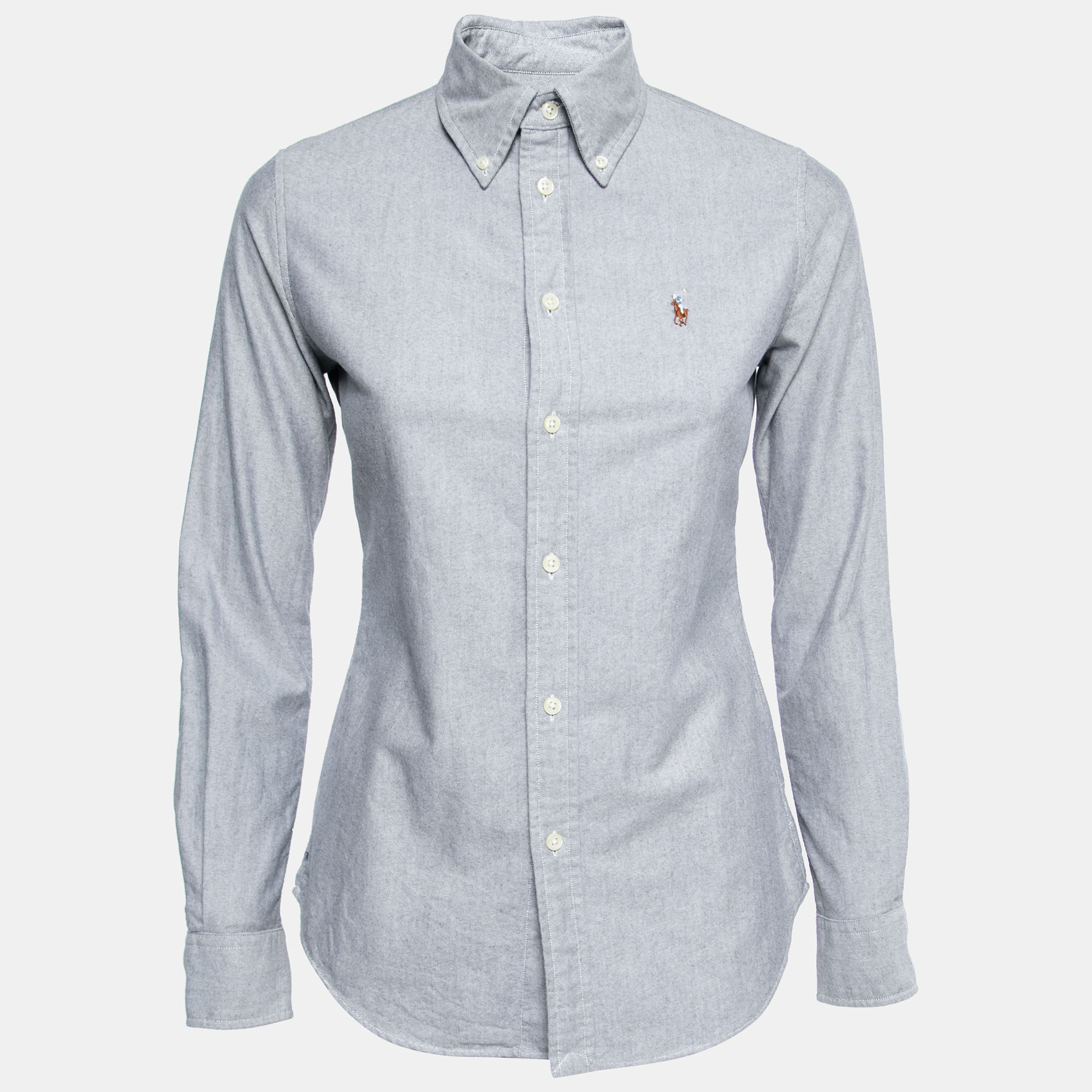 

Ralph Lauren Grey Cotton Knit Oxford Button Down Shirt