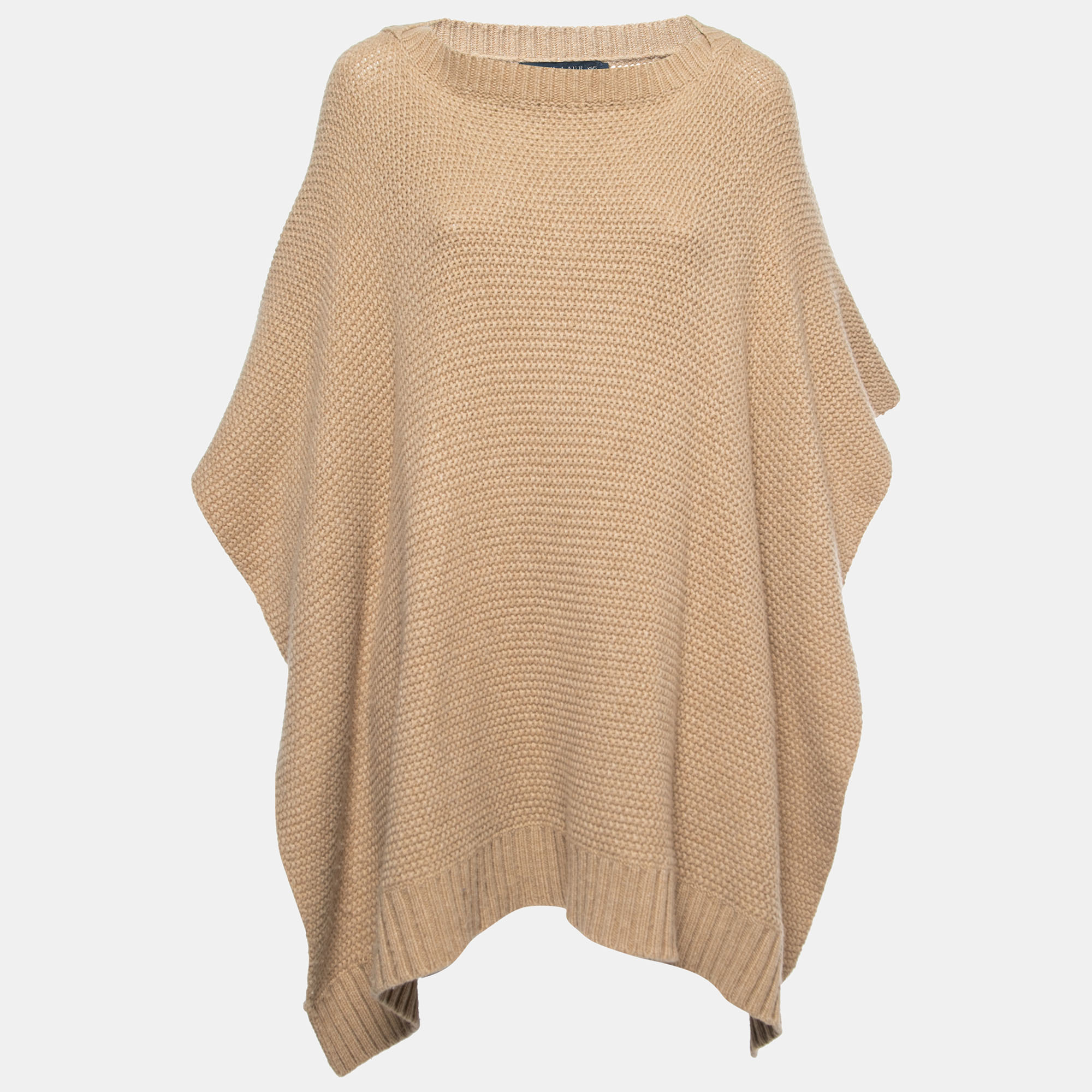 Pre-owned Ralph Lauren Beige Cashmere Knitted Poncho S