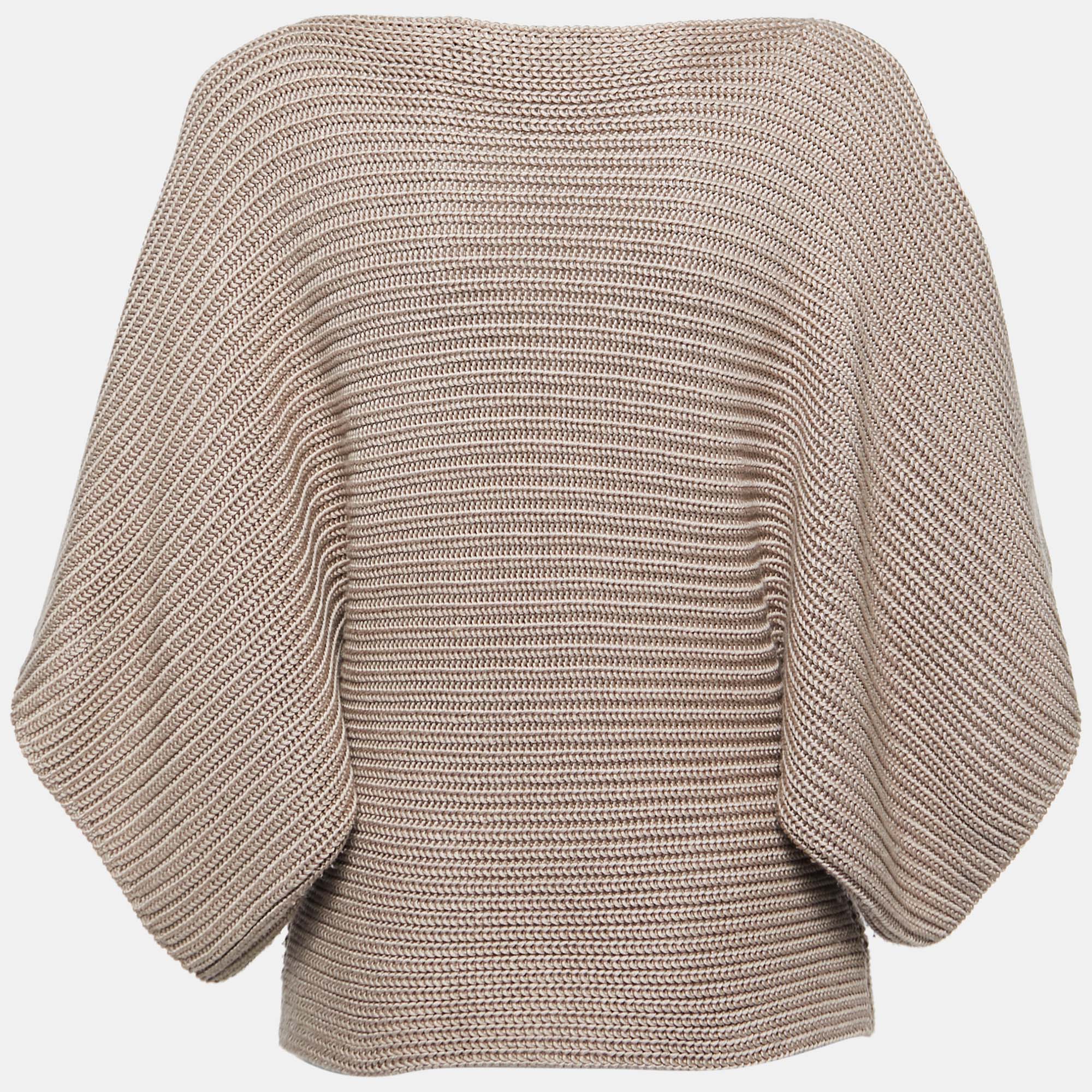 

Ralph Lauren Beige Silk & Cashmere Knitted Poncho Top