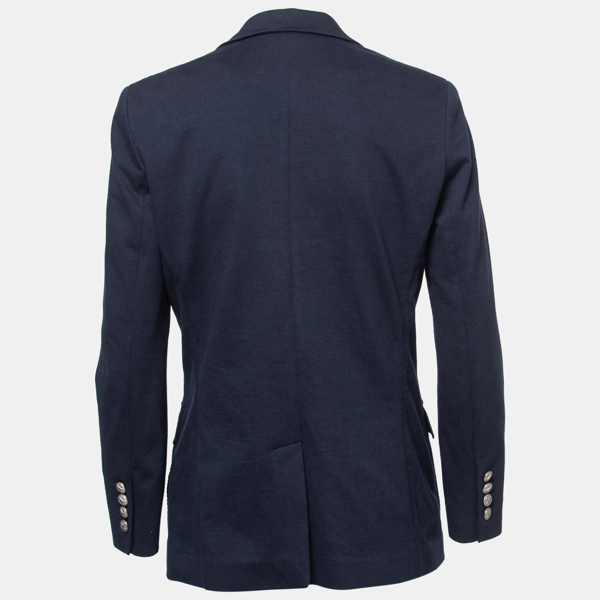 

Ralph Lauren Navy Blue Stretch Cotton Single-Breasted Blazer
