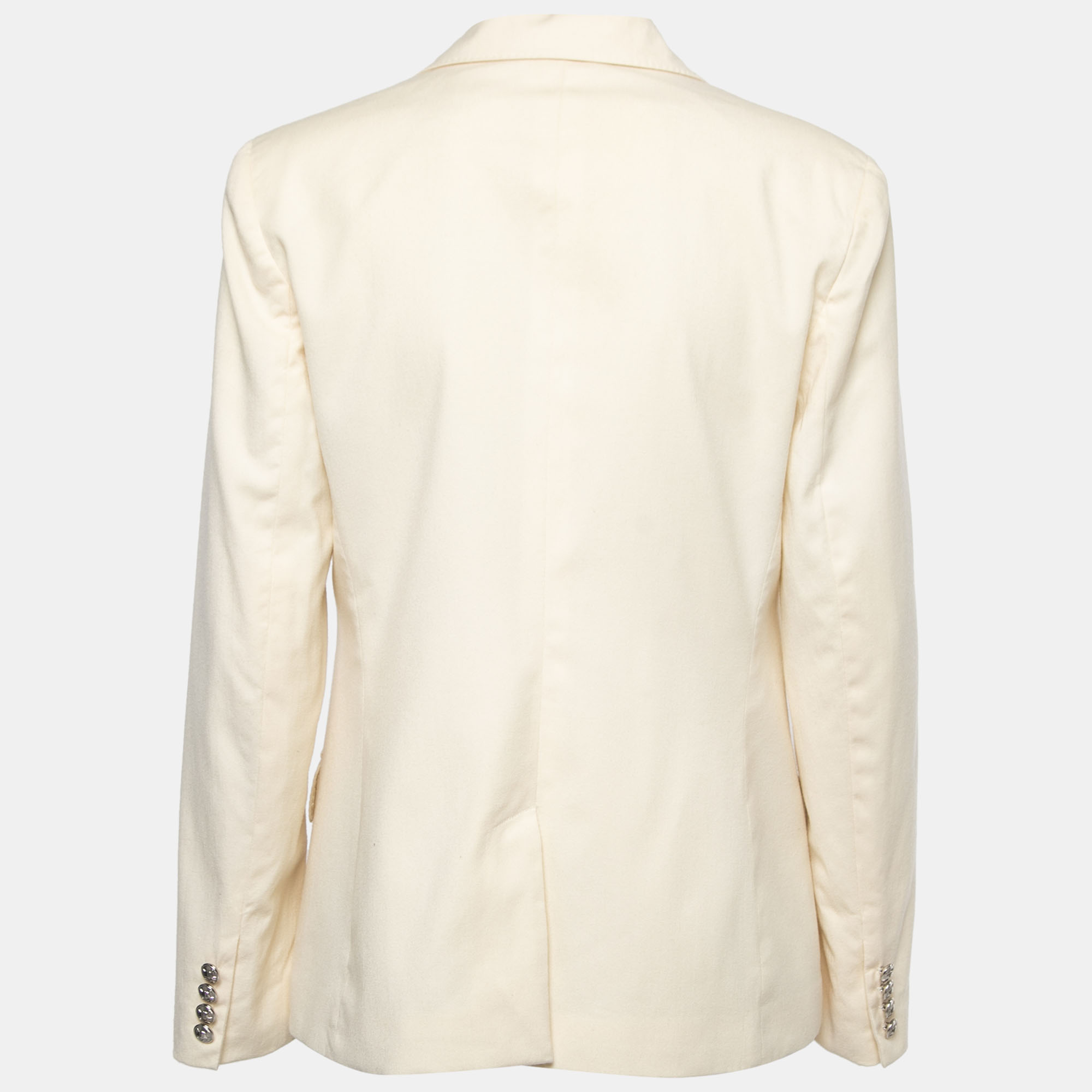 

Ralph Lauren Cream Wool Crest Embroidered Blazer