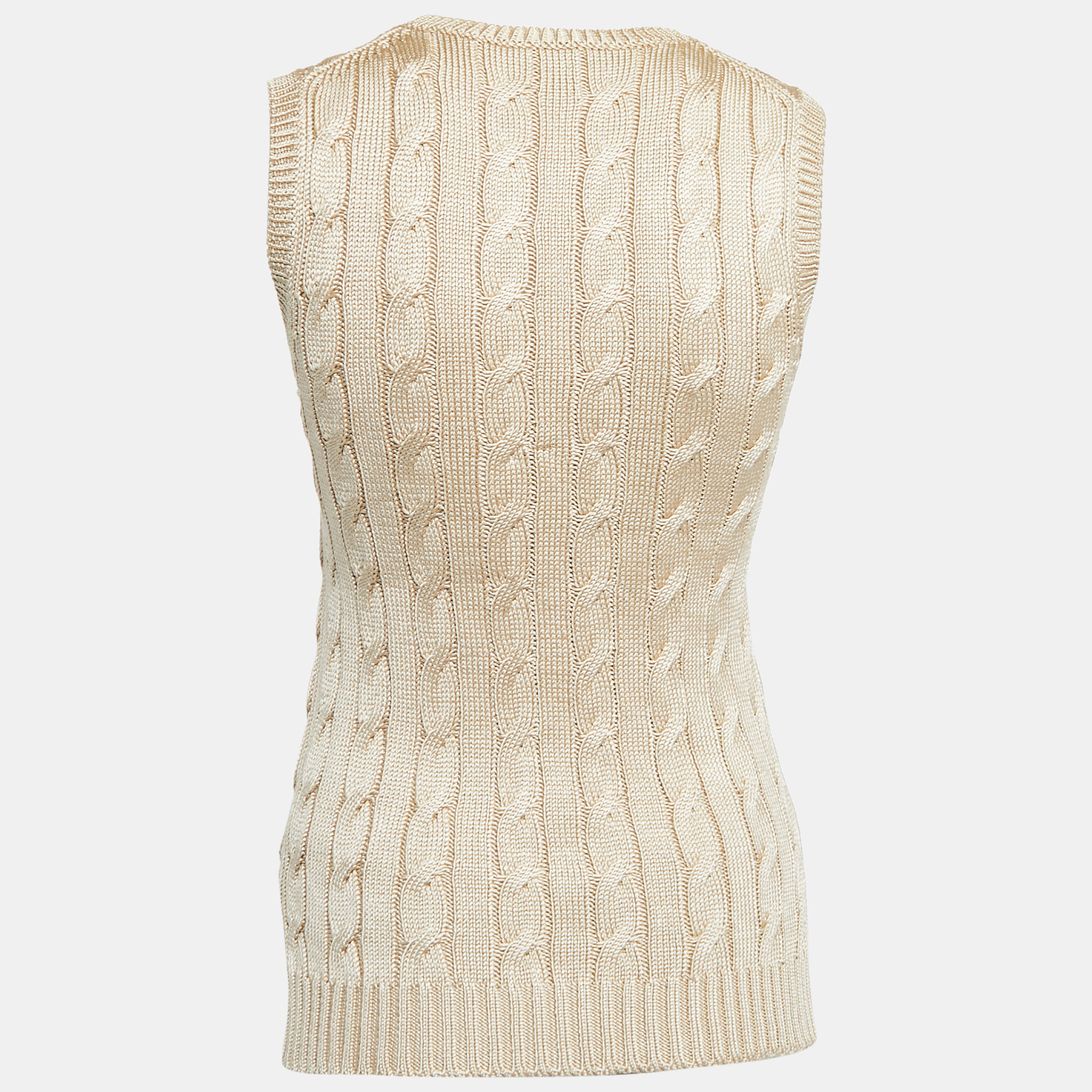 

Ralph Lauren Gold Silk Knit Sleeveless Sweater Top