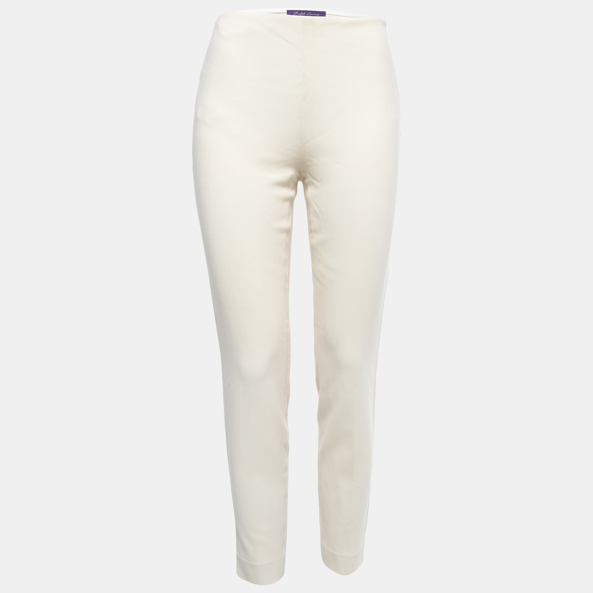 Pre-owned Ralph Lauren Off White Wool High Waist Trousers S