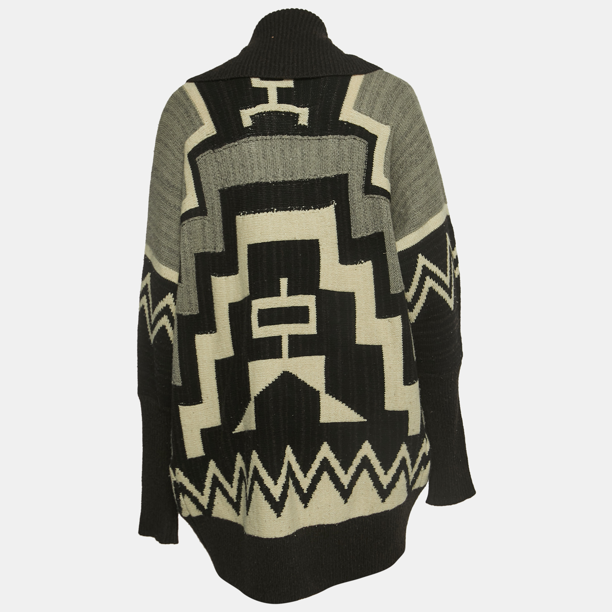 

Ralph Lauren Black/Grey Patterned Knit Open Cardigan