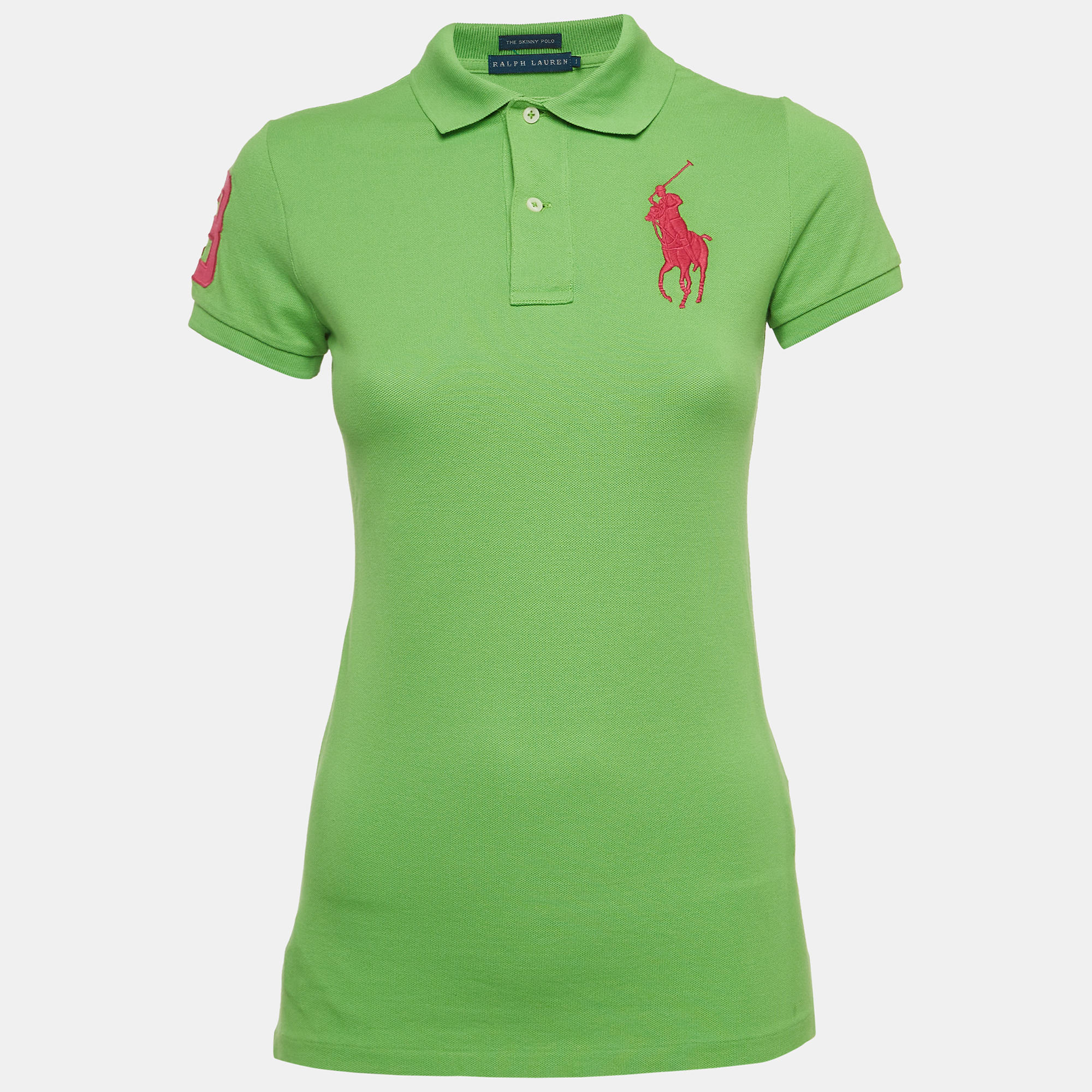 Pre-owned Ralph Lauren Green Logo Embroidered Cotton The Skinny Polo S