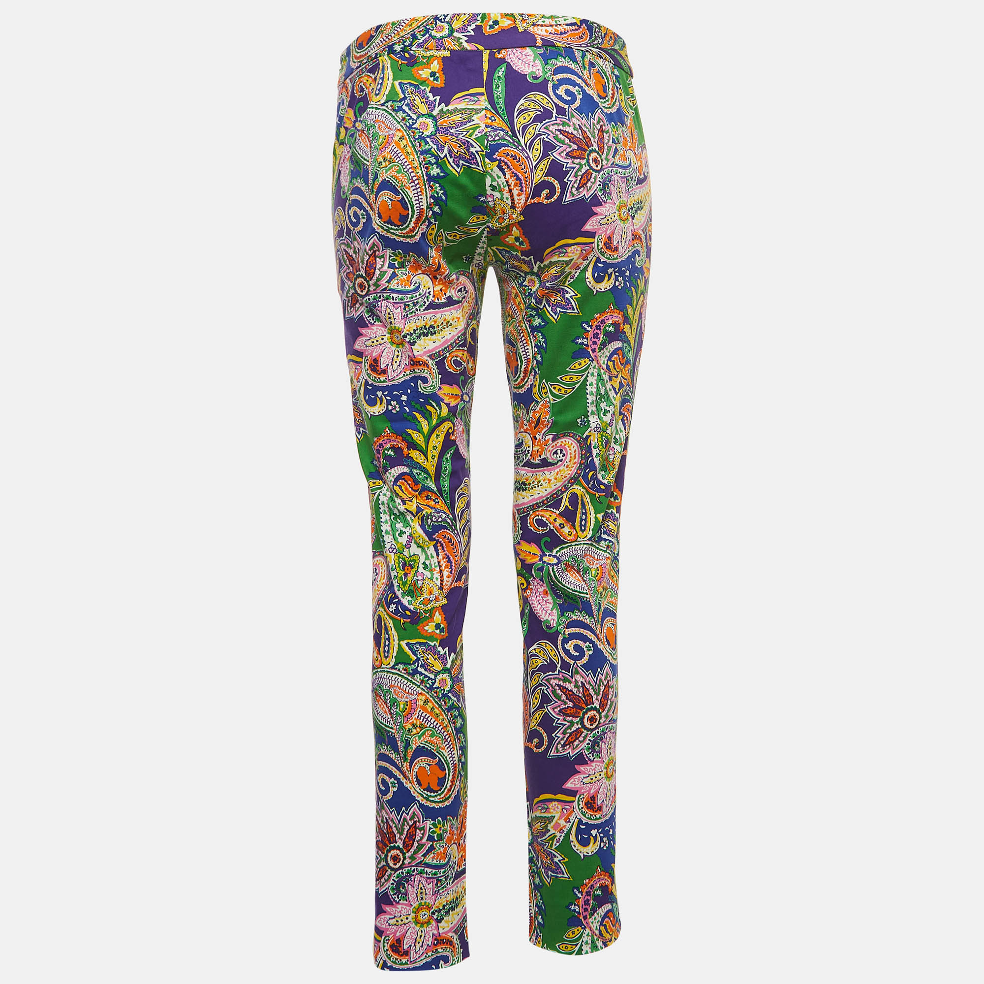 

Ralph Lauren Green/Multicolor Paisley Printed Stretch Cotton Pants
