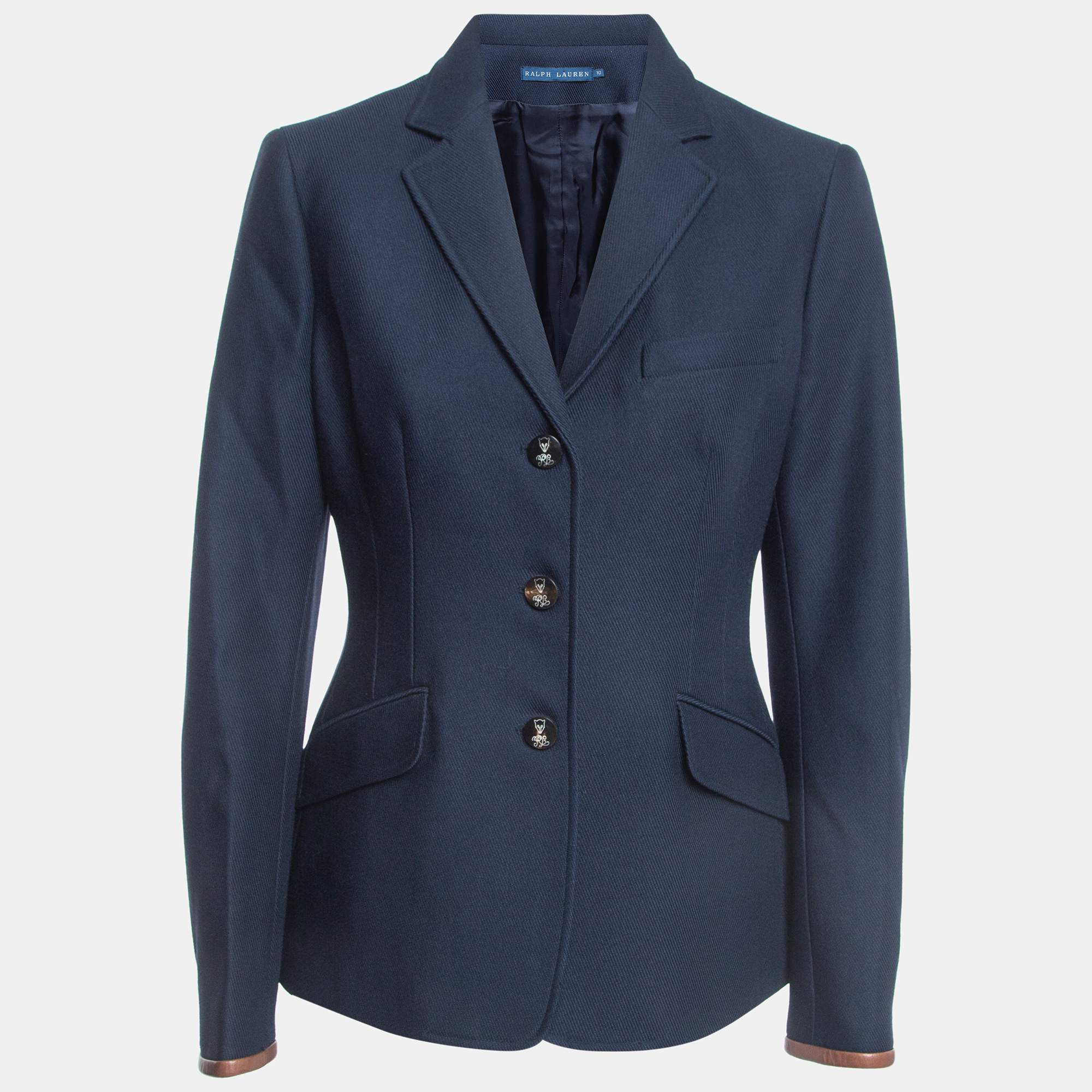 مملوكة مسبقًا Ralph Lauren Navy Blue Patterned Wool Single Breasted Blazer L