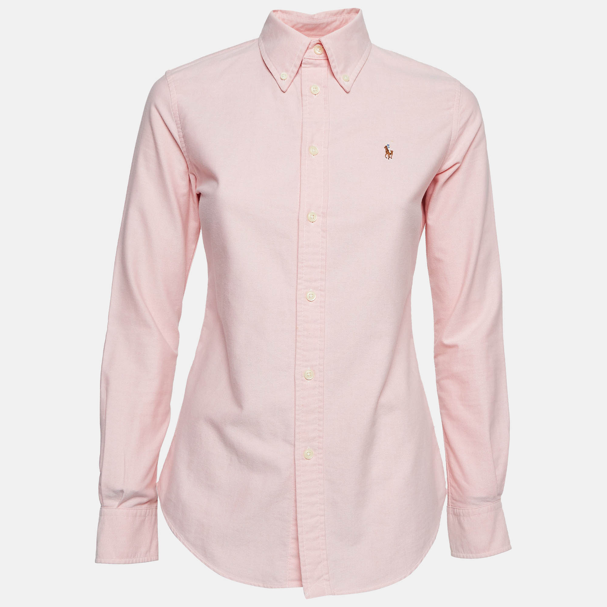 

Ralph Lauren Pink Logo Embroidered Cotton Button Down Shirt XS