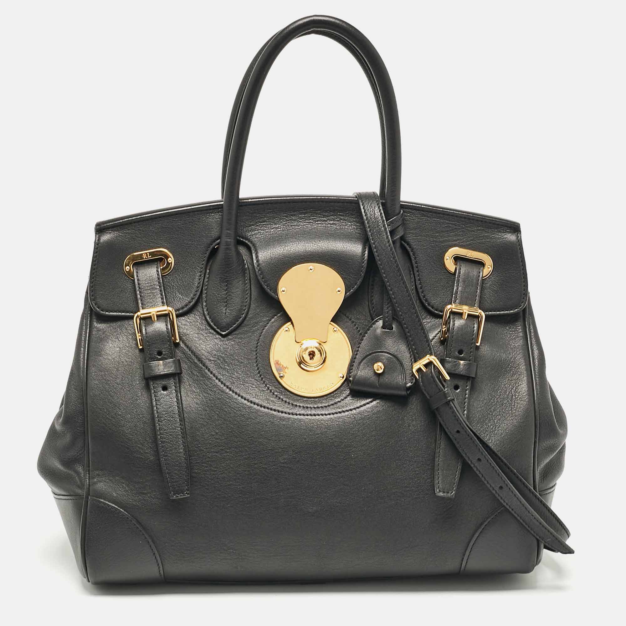 

Ralph Lauren Black Leather Ricky 33 Tote