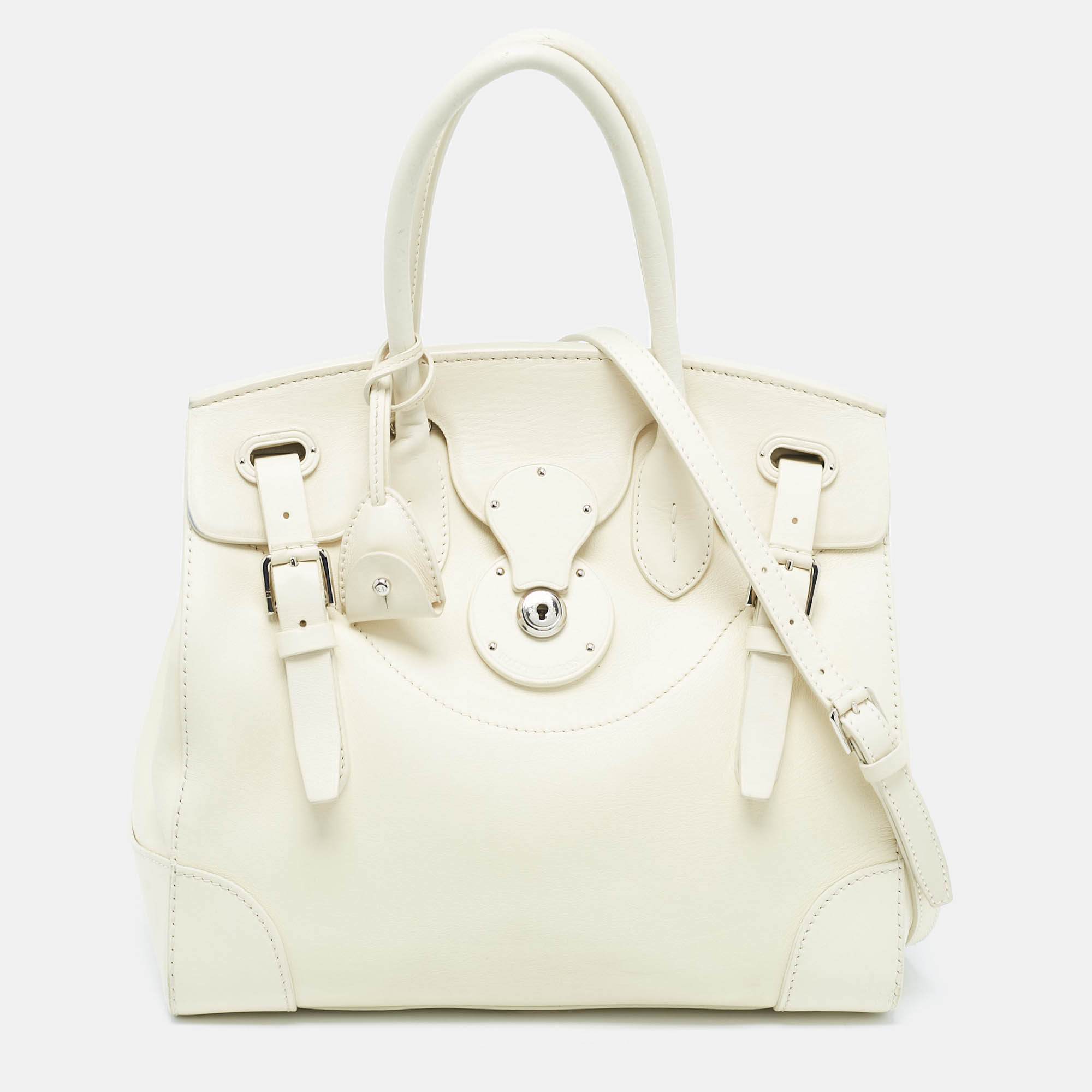 

Ralph Lauren Light Cream Leather Soft Ricky 33 Tote