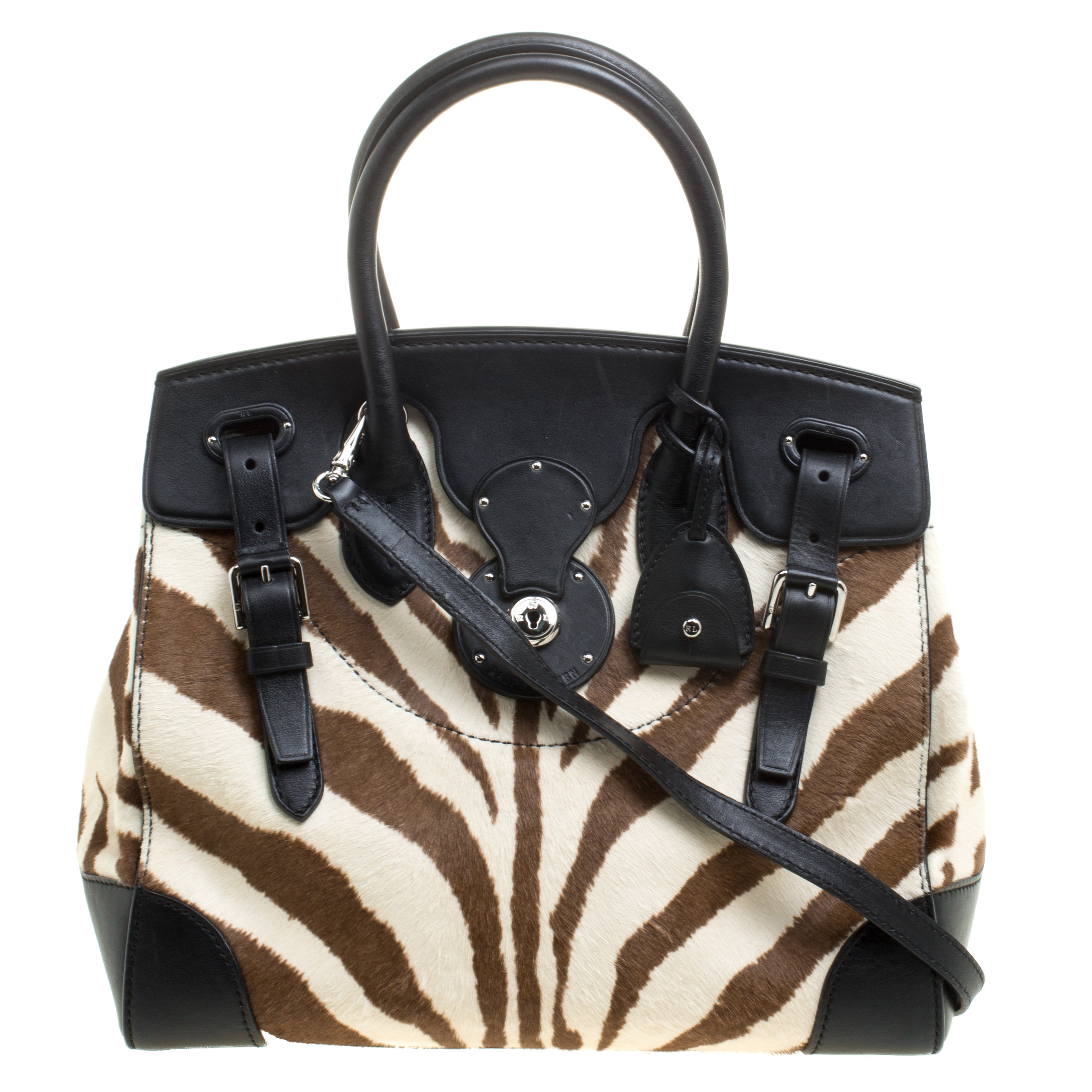 Ralph Lauren Tri Color Calf Hair Soft Leather Ricky Tote