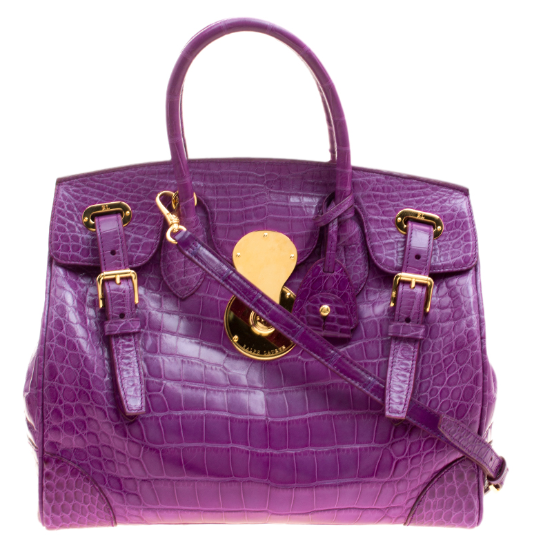 Ralph Lauren Purple Alligator Ricky Top Handle Bag Ralph Lauren | TLC