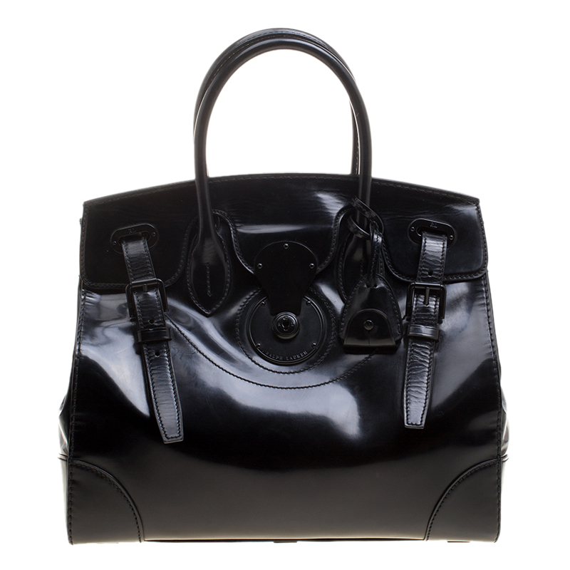 Pre Owned Ralph Lauren Black Patent Leather Ricky Tote