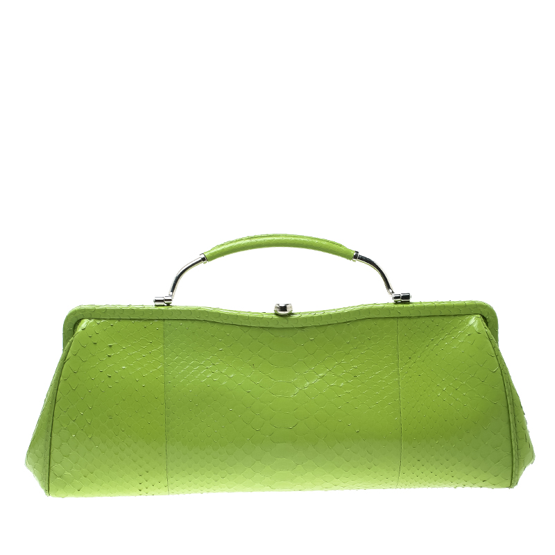 Pre Owned Ralph Lauren Green Leather Clutch Bag