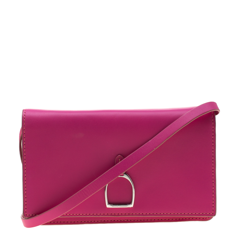 Pre Owned Ralph Lauren Pink Leather Mini  Vachetta Stirrup Crossbody Bag