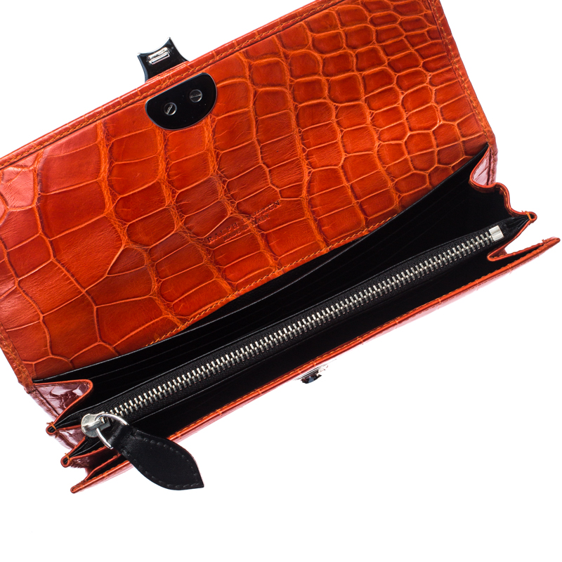 

Ralph Lauren Orange Crocodile Ricky Continental Wallet