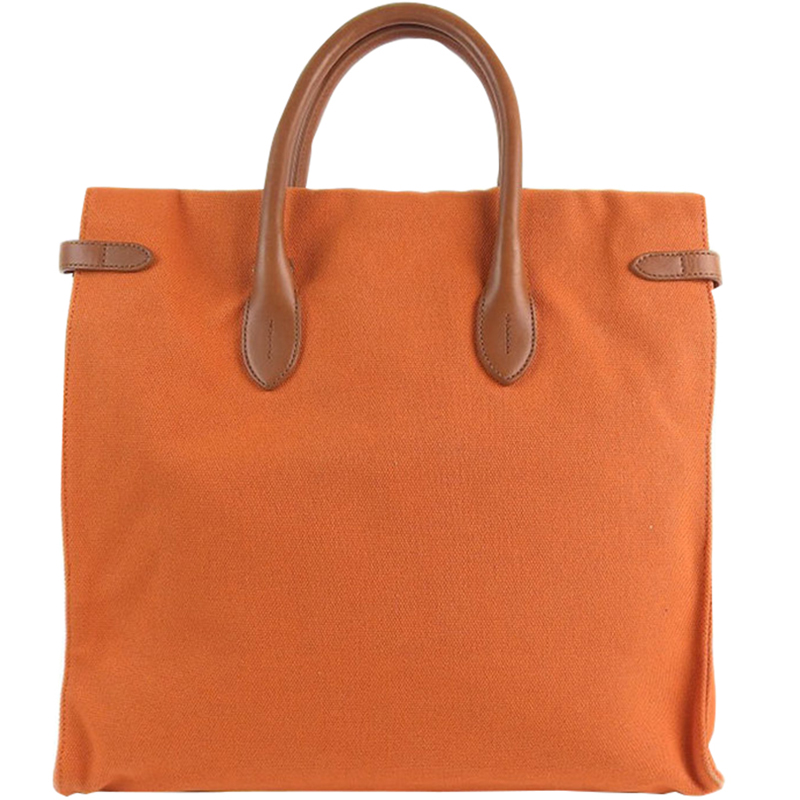 

Ralph Lauren Camel Canvas Leather Ricky Tote Bag, Orange