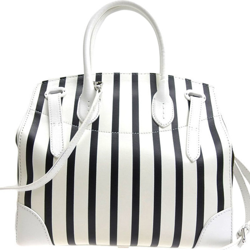 

Ralph Lauren Black/White Stripe Ricky Leather Bag