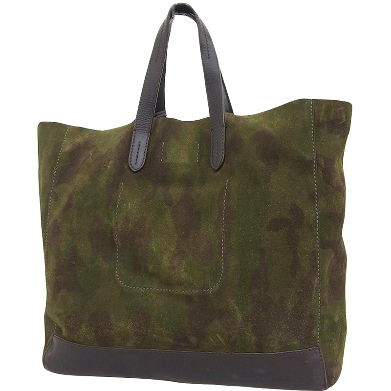 

Ralph Lauren Camouflage Green Suede Leather Tote Bag