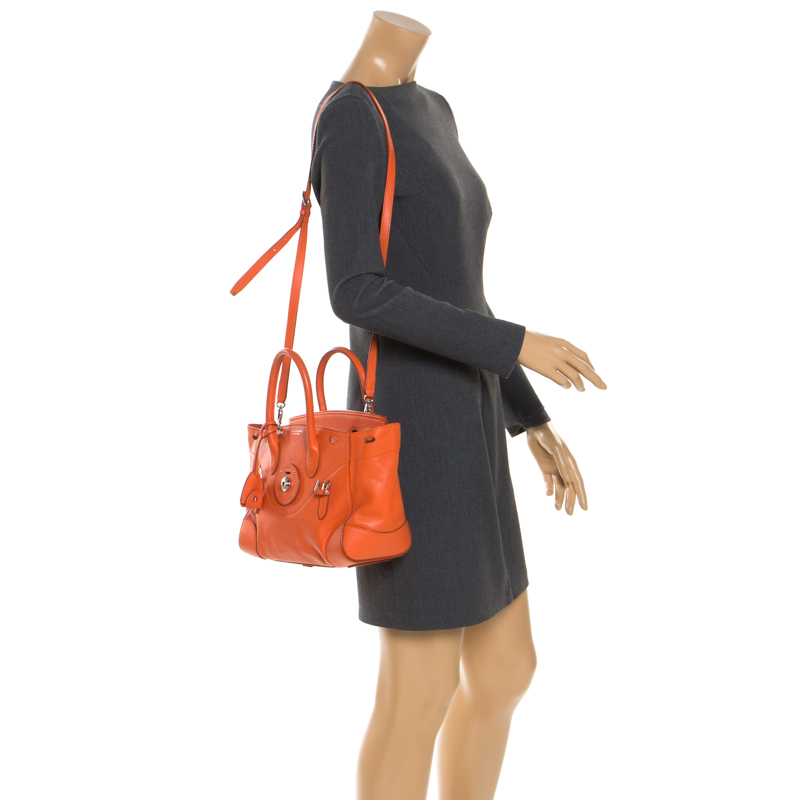 

Ralph Lauren Orange Leather Ricky 27 Satchel Bag