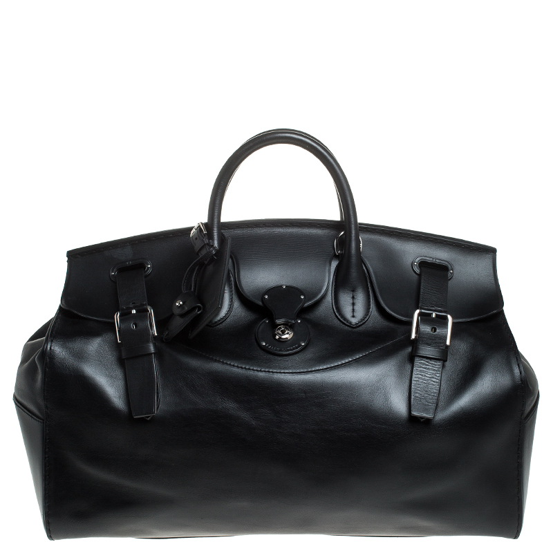Ralph Lauren Black Leather Ricky Suitcase