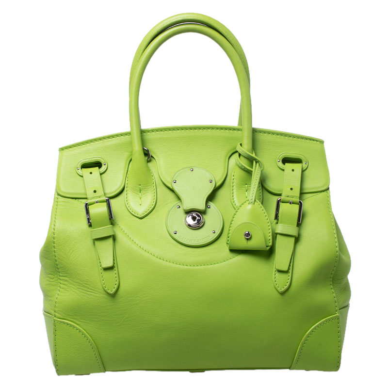 مملوكة مسبقًا Ralph Lauren Neon Green Leather Ricky Tote