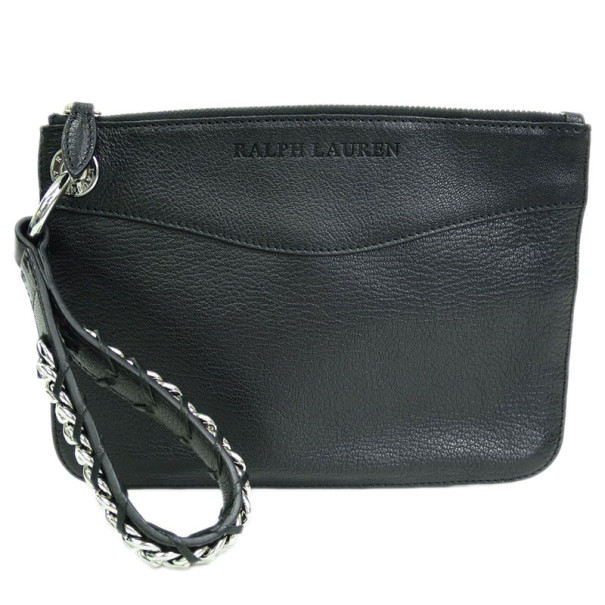 Pre Owned Ralph Lauren Black Leather Wristlet