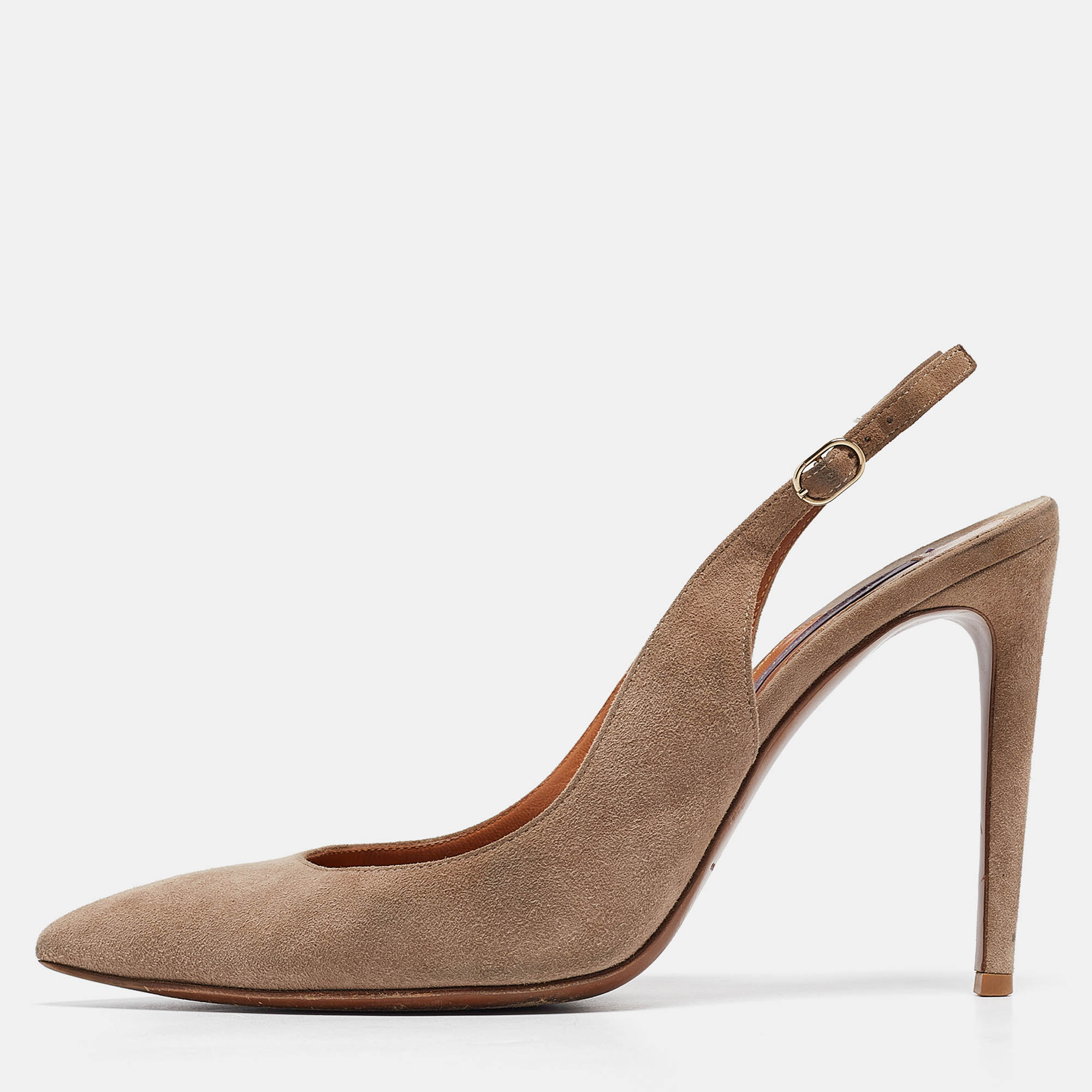 

Ralph Lauren Light Brown Suede Slingback Pumps Size