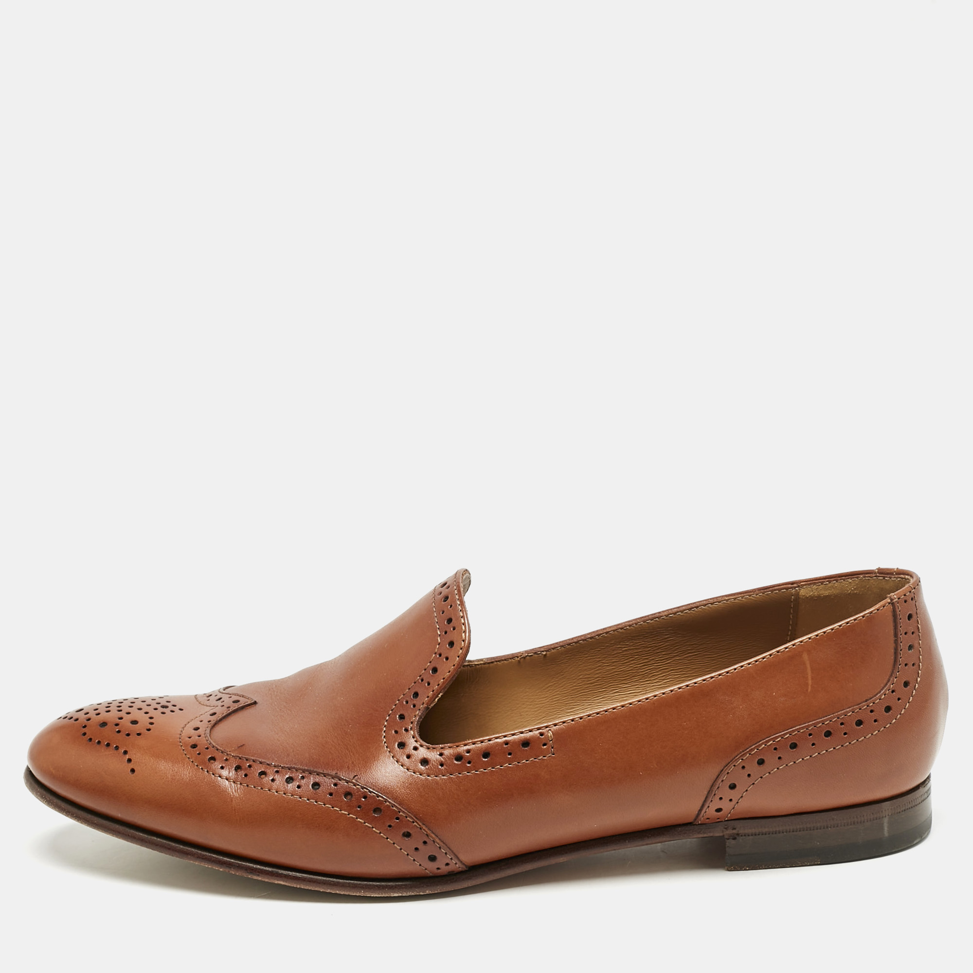 

Ralph Lauren Brown Perforated Leather Quincy Loafers Size