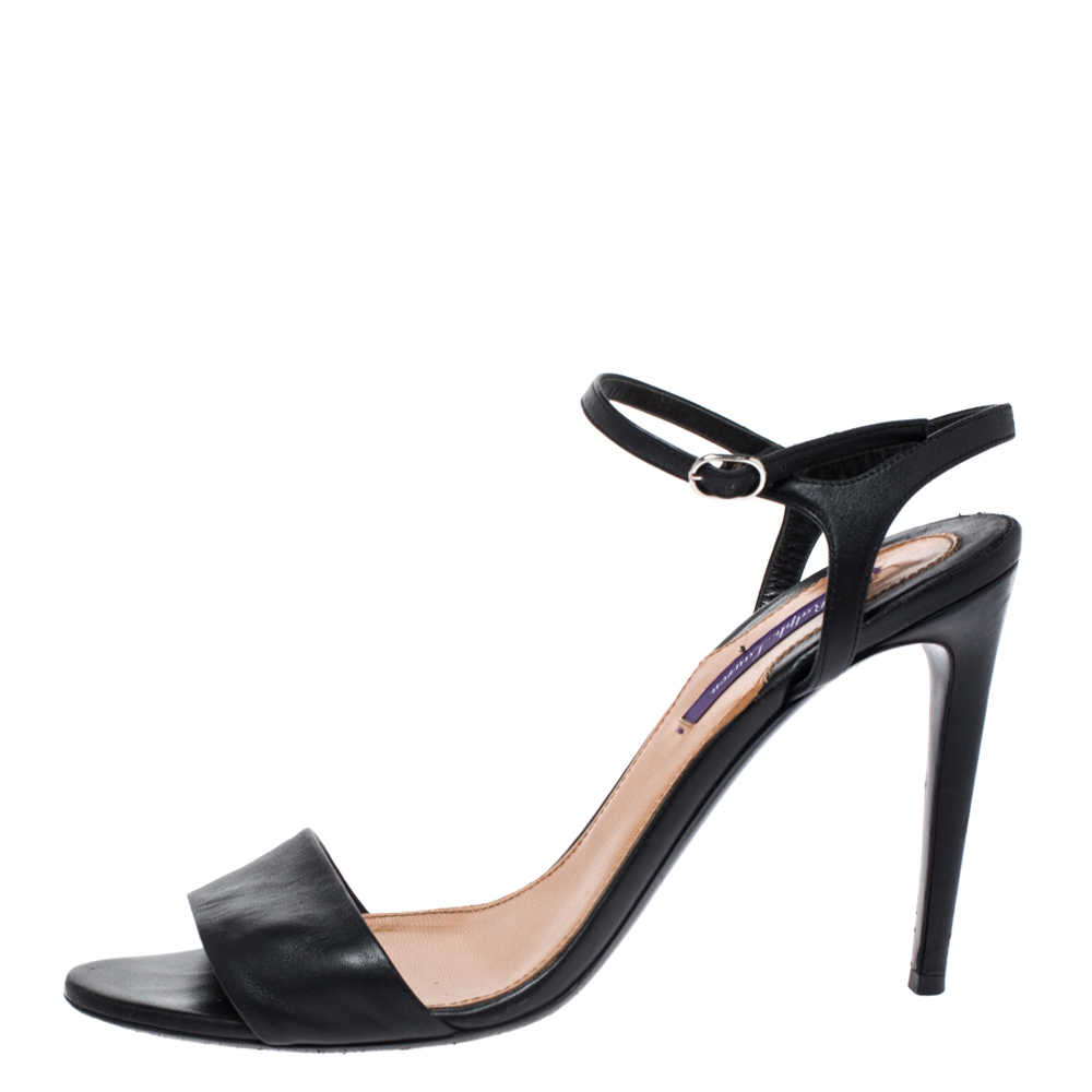 

Ralph Lauren Black Leather Ankle Strap Sandals Size