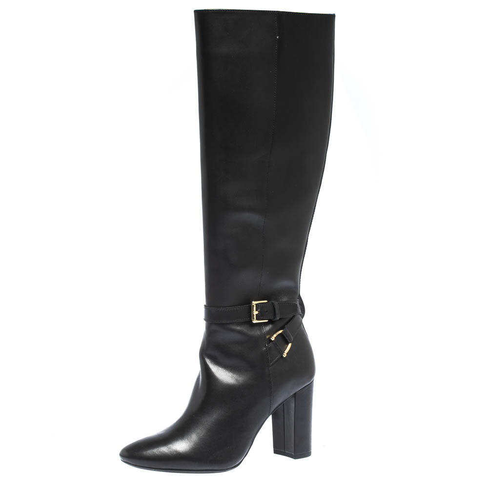 ralph lauren black knee high boots