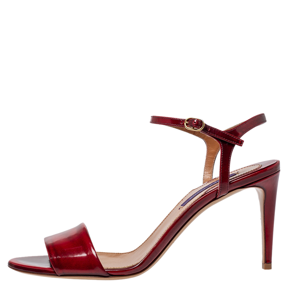 

Ralph Lauren Red Patent Leather Ankle Strap Sandals Size