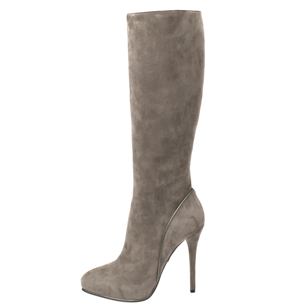 

Ralph Lauren Grey Suede Heel High Boots Size