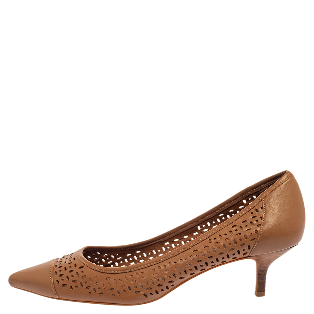 

Ralph Lauren Brown Leather Cap-Toe Pumps Size