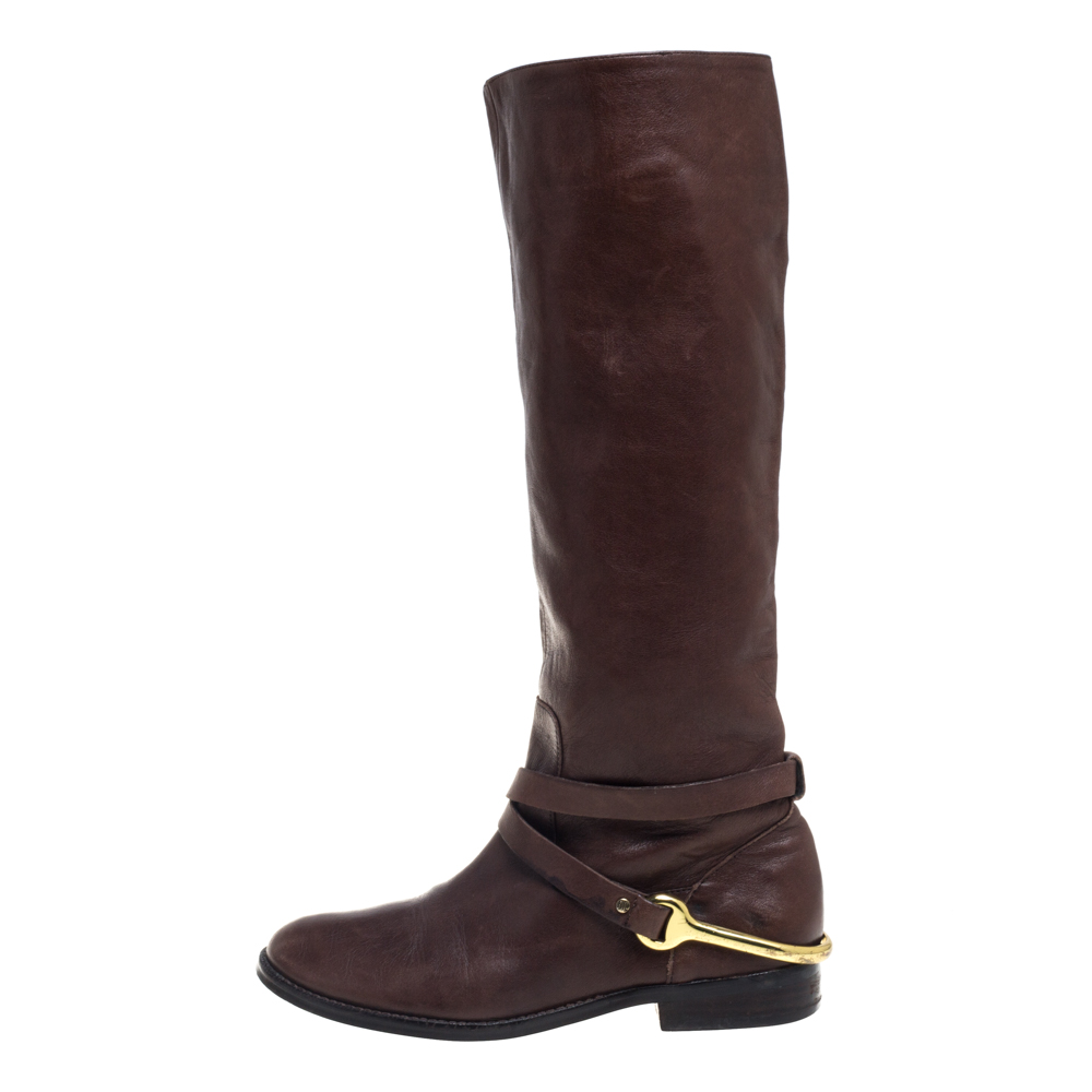 

Ralph Lauren Brown Leather Knee Length Boots Size