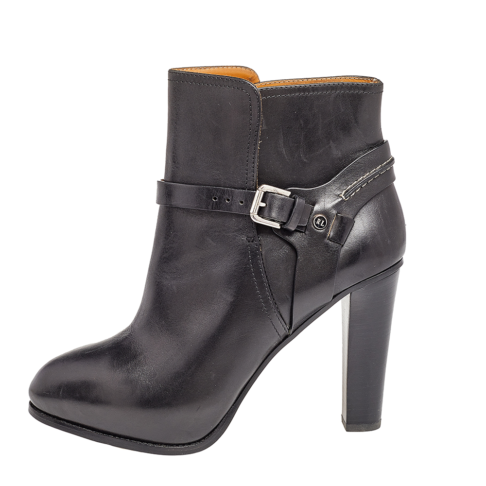 

Ralph Lauren Black Leather Ankle Length Boots Size