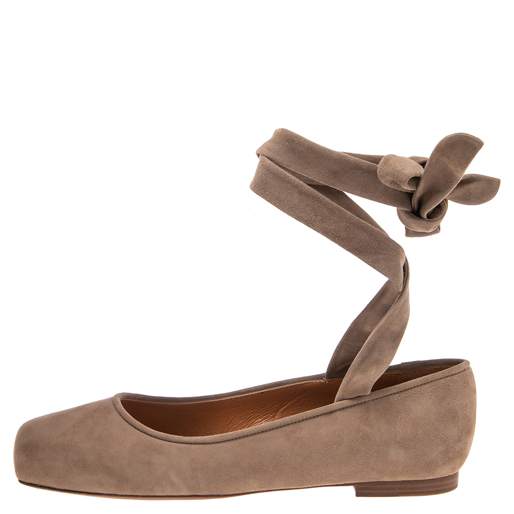 

Ralph Lauren Brown Suede Ankle Wrap Flats Size