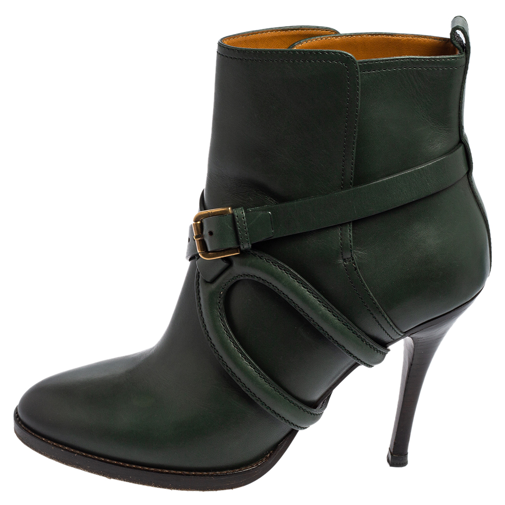 

Ralph Lauren Green Leather Cross Strap Ankle Boots Size
