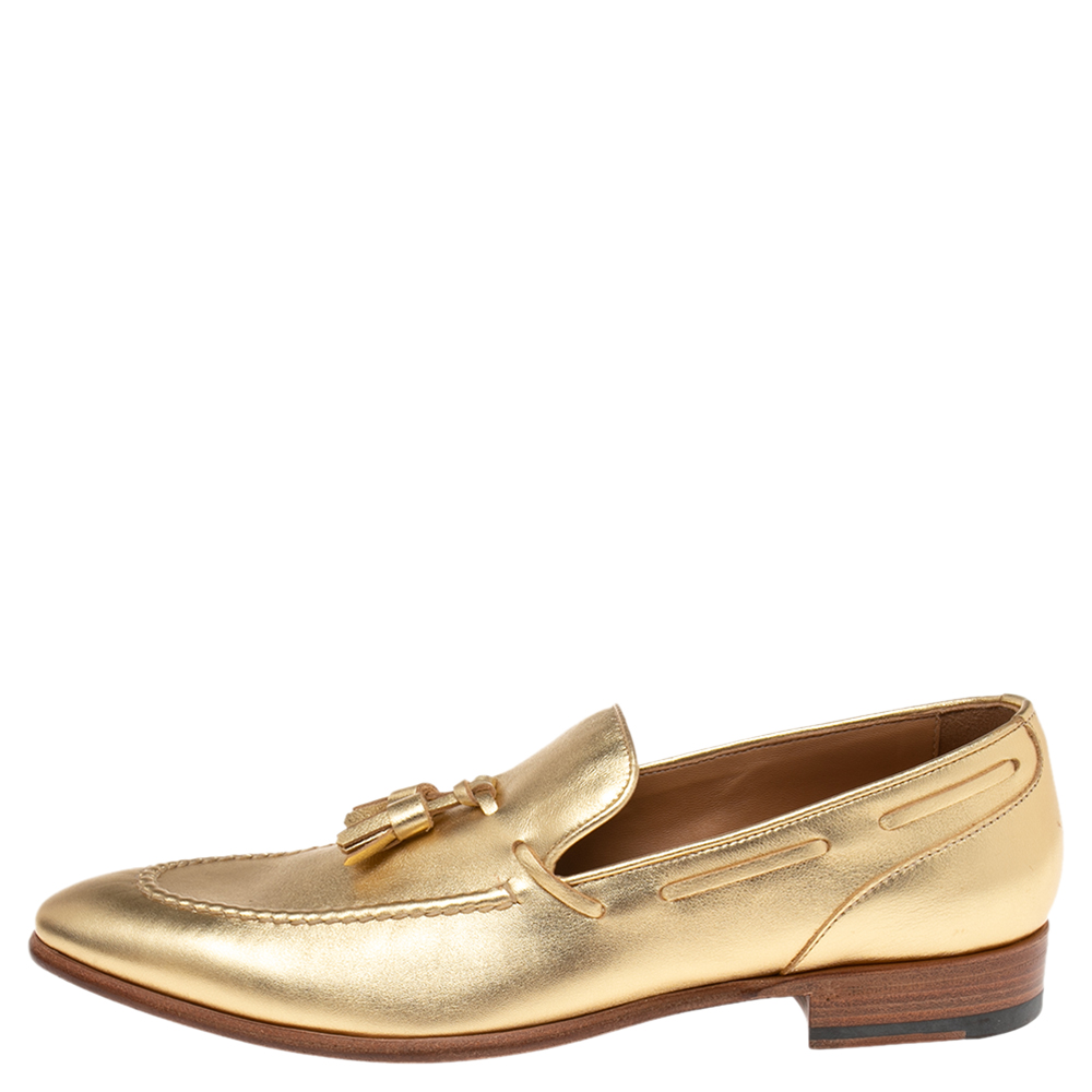 

Ralph Lauren Gold Leather Telina Slip-On Loafers Size