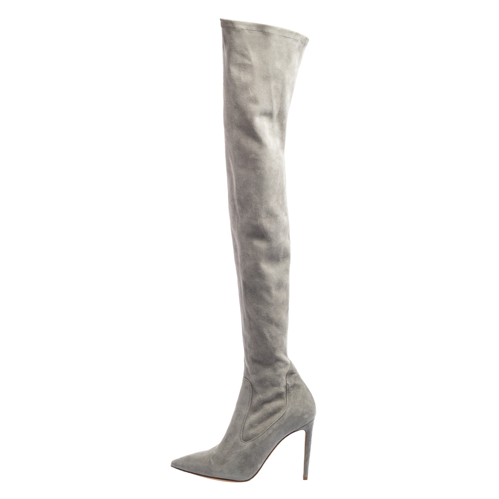 

Ralph Lauren Grey Suede Over The Knee Boots Size