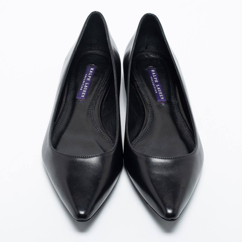 

Ralph Lauren Black Leather Ballet Flats Size