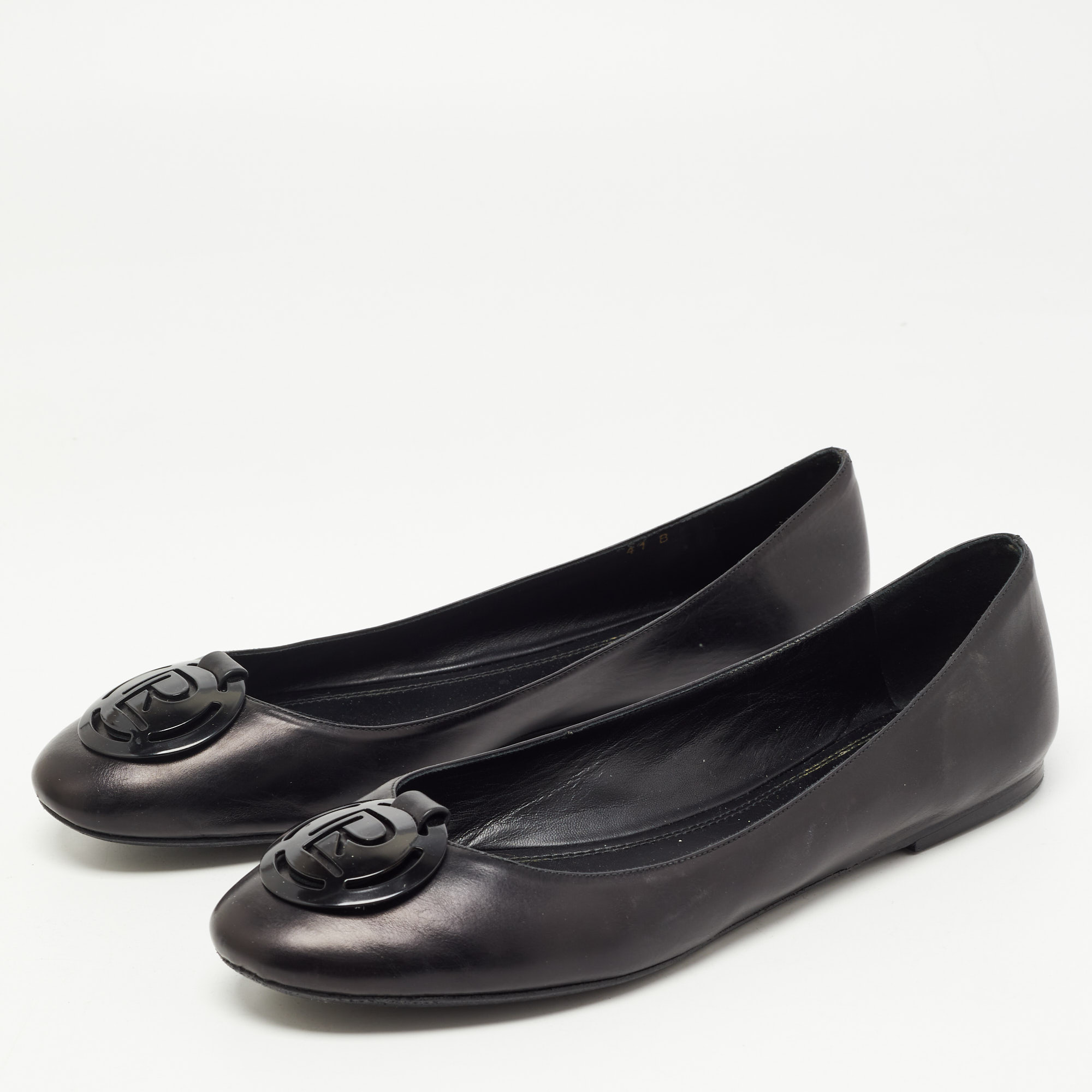 

Ralph Lauren Black Leather Ballet Flats Size