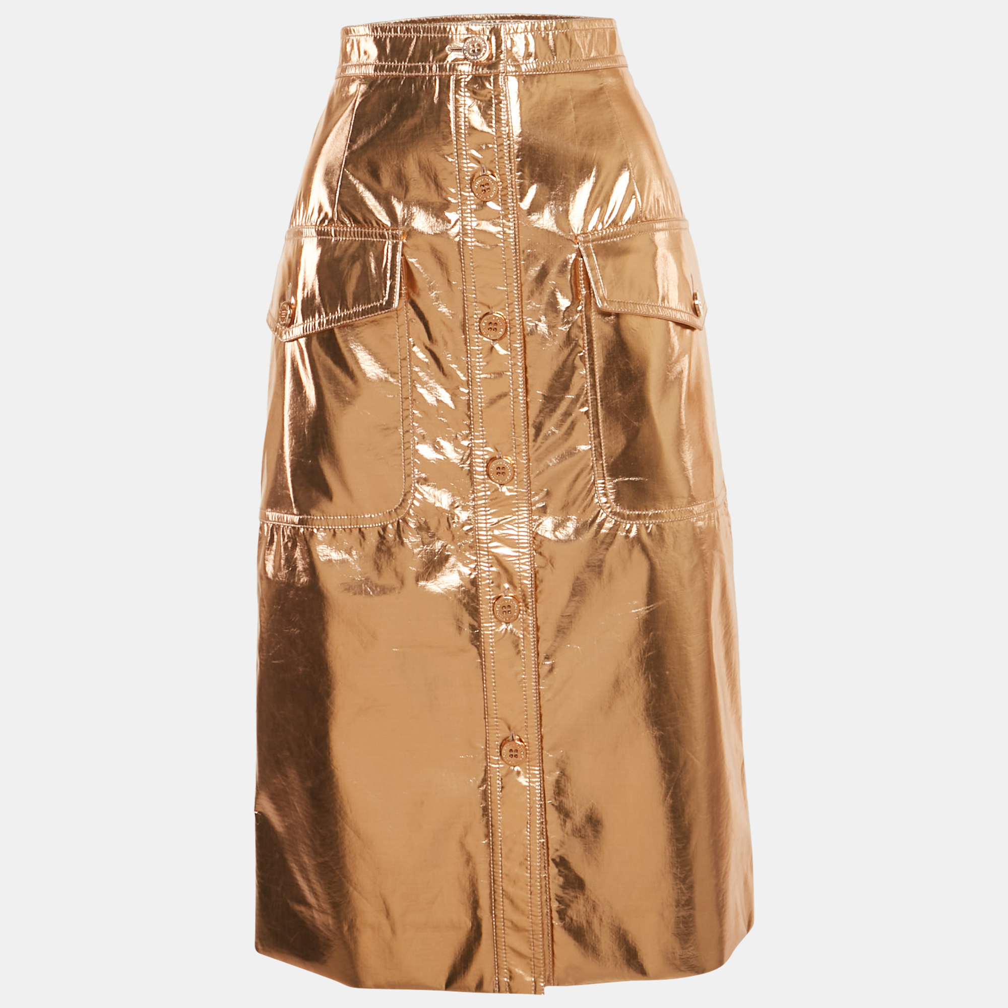 

Ralph & Russo Metallic Coated Silk Pencil Skirt M