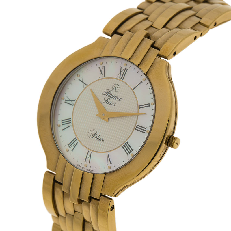 

Rama Swiss Mother of Pearl Gold-Plated Stainless Steel Women's Wristwatch, Silver